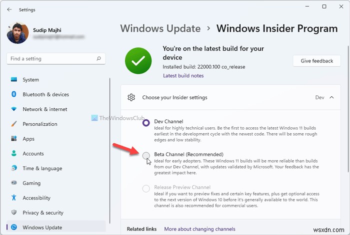 Cách thay đổi Kênh nội bộ trên Windows 11 