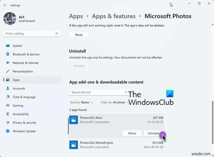 Cách gỡ cài đặt App Addons của Microsoft Store Apps trong Windows 11/10 