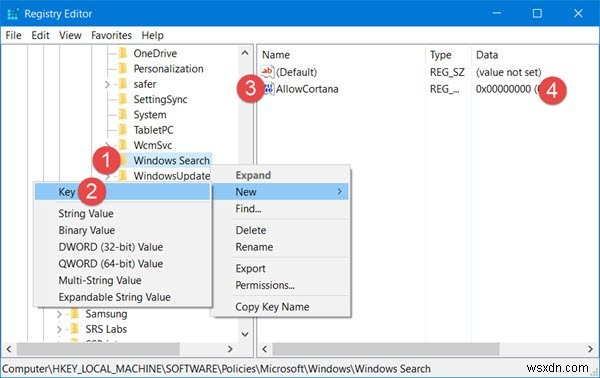 Cách tắt hoàn toàn Cortana trong Windows 11/10 thông qua Registry hoặc Group Policy 