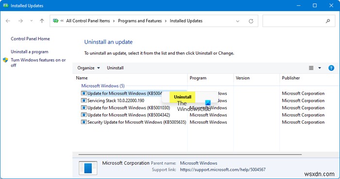 Cách gỡ cài đặt Windows Updates trong Windows 11/10 
