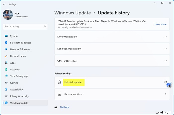 Cách gỡ cài đặt Windows Updates trong Windows 11/10 