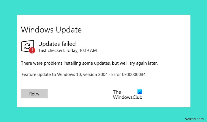 Sửa mã lỗi cập nhật Windows 0xd0000034 
