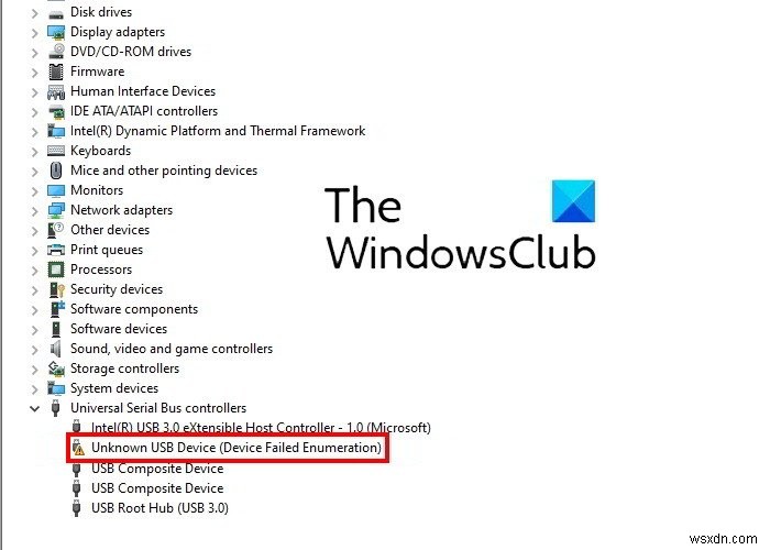 Sửa thiết bị USB không xác định, lỗi thiết bị không liệt kê được trên Windows 11/10 