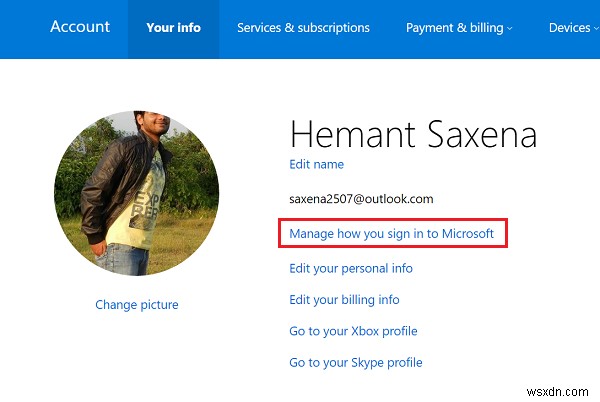 Cách thay đổi địa chỉ email Chính của Tài khoản Microsoft cho Windows 11/10 