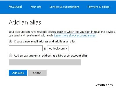 Cách thay đổi địa chỉ email Chính của Tài khoản Microsoft cho Windows 11/10 