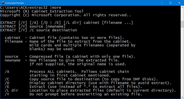 Cách giải nén tệp CAB bằng công cụ dòng lệnh trong Windows 11/10 