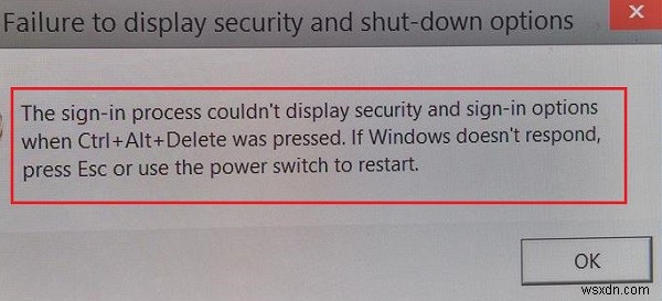 Sửa lỗi Không hiển thị bảo mật và lỗi tùy chọn tắt trong Windows 11/10 