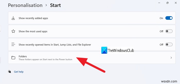 Cách thêm hoặc xóa thư mục khỏi menu Start của Windows 11 