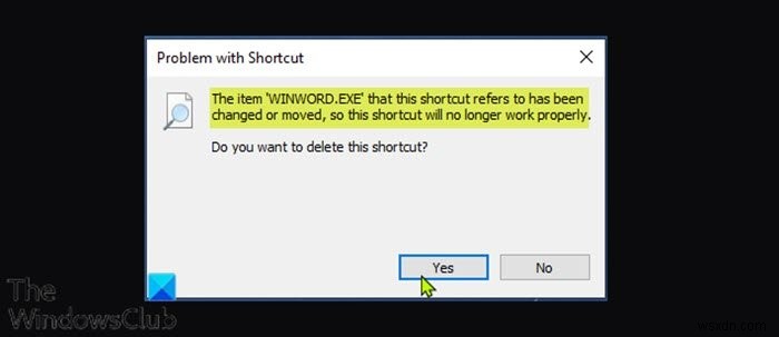 Mục mà lối tắt này đề cập đến đã được thay đổi hoặc di chuyển trong Windows 10 