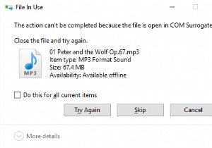 Không thể hoàn thành tác vụ vì tệp đang mở trong COM Surrogate 