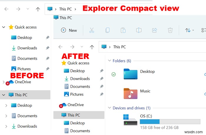 Cách giảm không gian giữa các mục trong Windows 11 Explorer 