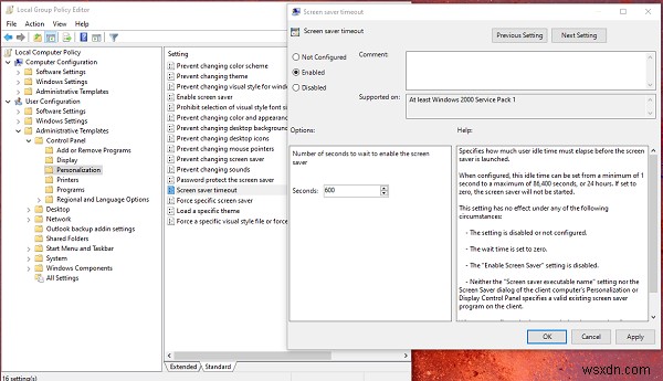 Cách thay đổi cài đặt thời gian chờ của Trình bảo vệ màn hình trong Windows 11/10 