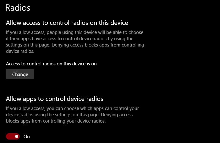 Cách cho phép các ứng dụng Windows điều khiển Radios trong Windows 11/10 