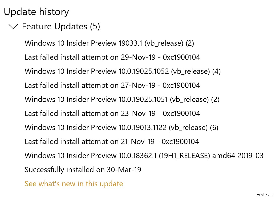 Sửa lỗi cập nhật Windows 10 0xc1900104 khi cài đặt Cập nhật tính năng 