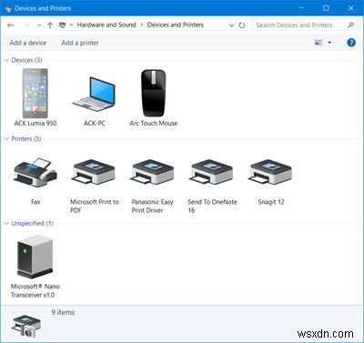 Biểu tượng máy in không hiển thị trong Thiết bị và Máy in trong Windows 11/10 