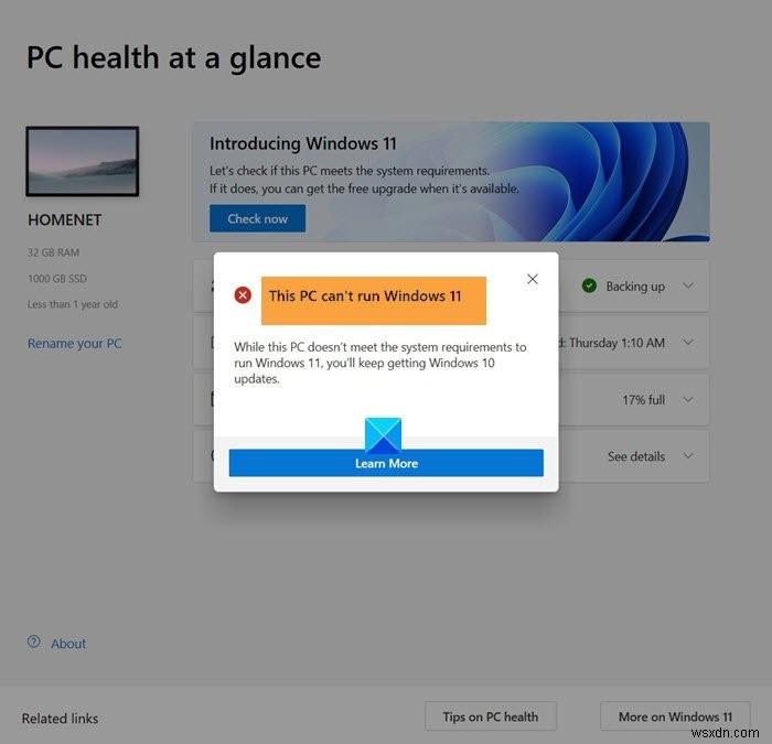 PC này không thể chạy Windows 11 - Khắc phục sự cố! 