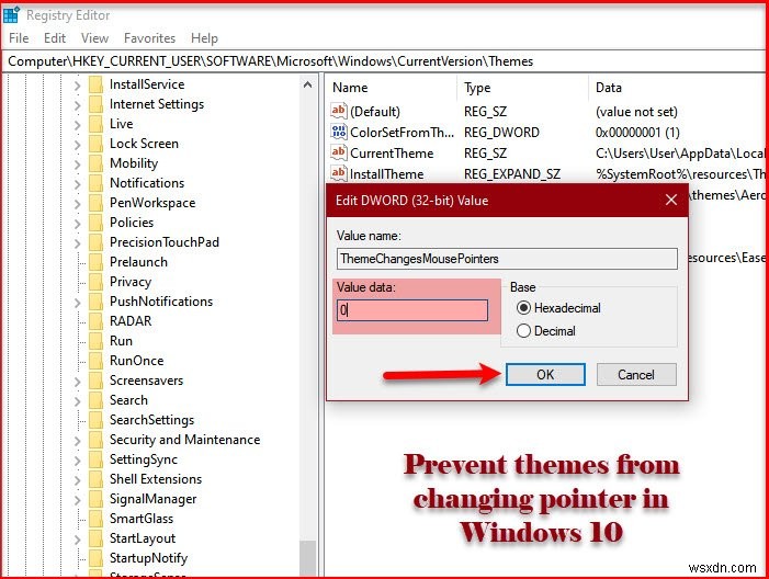 Cách ngăn Chủ đề thay đổi Con trỏ chuột trong Windows 11/10 