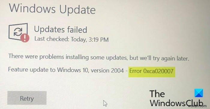 Sửa lỗi Windows Update 0xca020007 trên Windows 11/10 