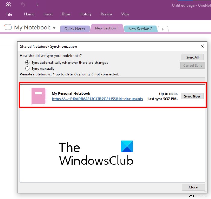 Sửa lỗi OneNote 0xE0000007, Chúng tôi đã gặp sự cố khi đồng bộ hóa sổ ghi chép của bạn 