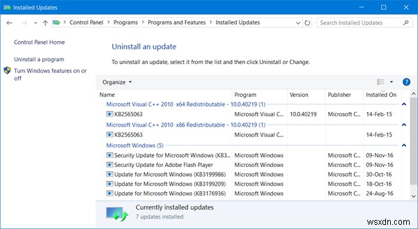 Nơi tìm Lịch sử cập nhật Windows của bạn trong Windows 11/10 