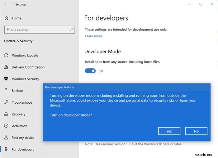 Cách tải ứng dụng SideLoad trên Windows 11/10 