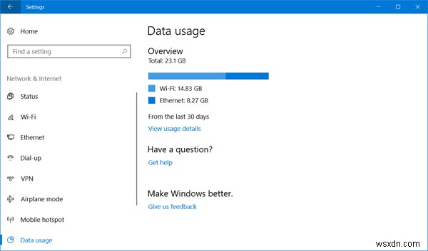 Cách giới hạn và giám sát việc sử dụng dữ liệu Internet hàng tháng trên Windows 11/10 