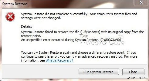 Khôi phục Hệ thống không hoạt động, không thành công hoặc không hoàn tất thành công trong Windows 11/10 