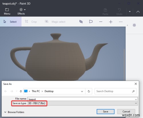 Cách chuyển đổi OBJ sang FBX bằng Paint 3D trong Windows 10 