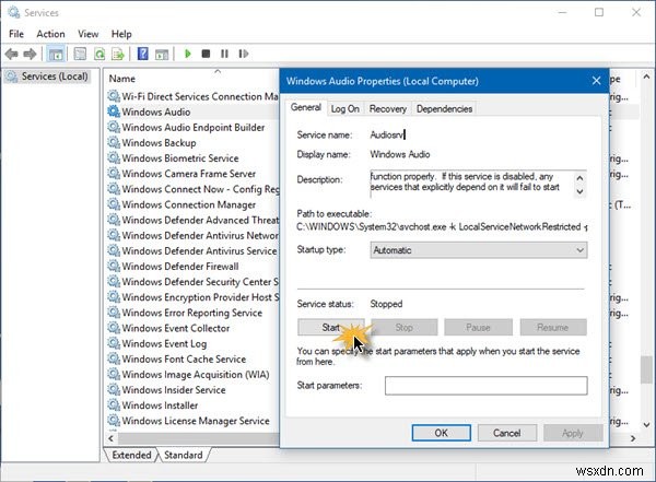 Lỗi dịch vụ âm thanh không phản hồi trong Windows 11/10 