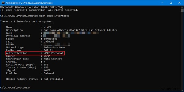 Cách kiểm tra loại Bảo mật mạng Wi-Fi trong Windows 11/10 