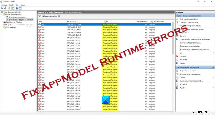 Sửa lỗi AppModel Runtime 57, 87, 490, 21, v.v. trên Windows 11/10 