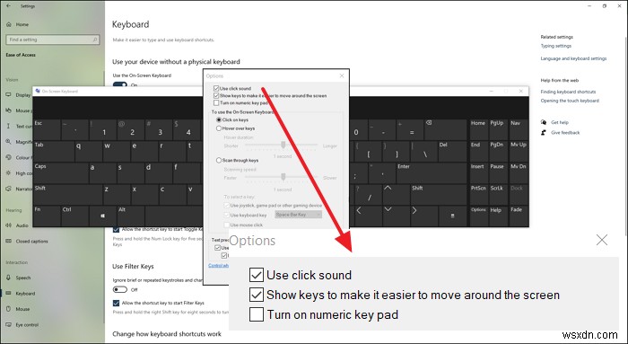 Cách tắt âm thanh bàn phím cho bàn phím ảo trong Windows 10 