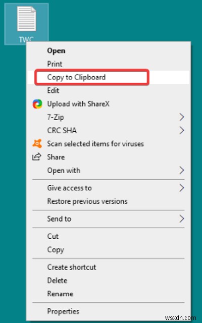 Cách sao chép nội dung tệp vào Clipboard bằng Nhấp chuột phải vào Trình đơn ngữ cảnh trong Windows 10 