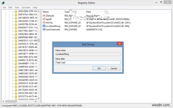 Đổi tên Thùng rác thông qua Đăng ký cho Tất cả Người dùng trong Windows 11/10 