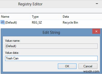 Đổi tên Thùng rác thông qua Đăng ký cho Tất cả Người dùng trong Windows 11/10 