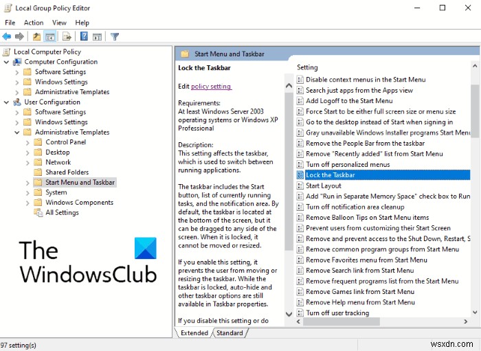 Cách tắt tùy chọn Khóa thanh tác vụ trong Cài đặt Windows 10 