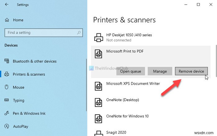 Cách hiển thị hoặc ẩn Microsoft Print sang máy in PDF trong Windows 111/10 