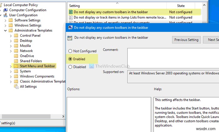 Cách hiển thị hoặc ẩn tùy chọn Thanh công cụ trong Thanh tác vụ, nhấp chuột phải vào Trình đơn ngữ cảnh trong Windows 10 