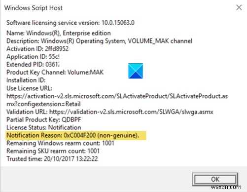 Sửa lỗi Kích hoạt Windows 0xc004f200 (Không chính hãng) 