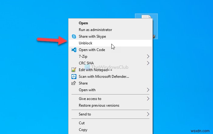 Cách thêm tùy chọn Bỏ chặn cho các tệp đã tải xuống trong Trình đơn ngữ cảnh của Windows 10 bằng Đăng ký 