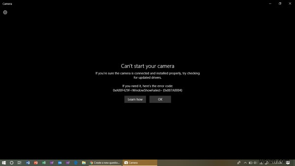 Windows không thể khởi động Máy ảnh của bạn, Lỗi 0xA00F429F 
