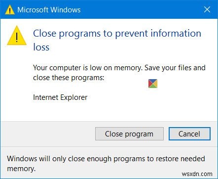 Đóng chương trình để ngăn thông báo mất thông tin trong Windows 11/10 