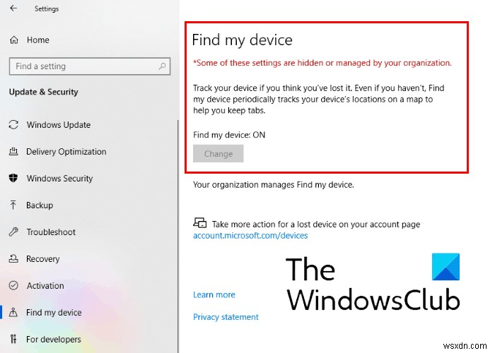 Cách tắt tùy chọn Tìm thiết bị của tôi trong Cài đặt Windows 11/10 