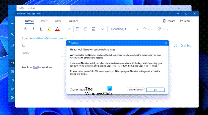Cách sử dụng Trình tường thuật để viết email trong ứng dụng thư của Windows 