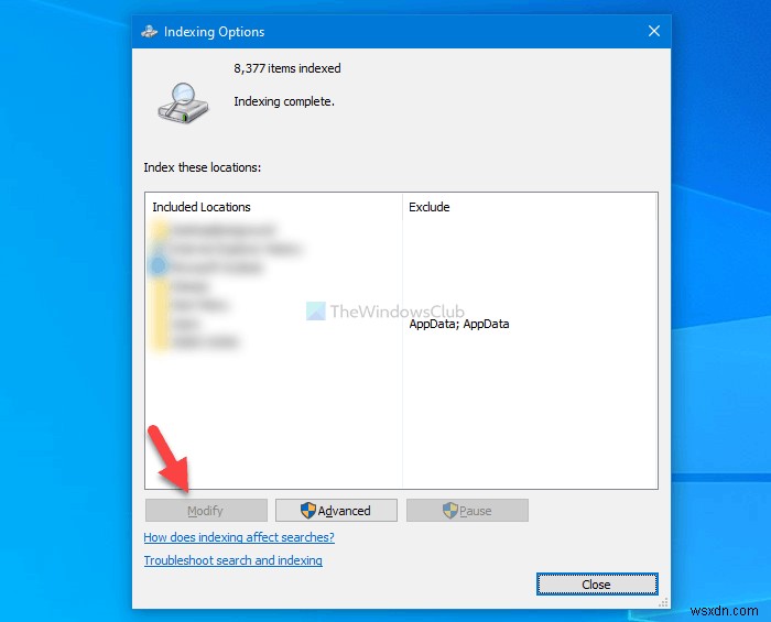 Cách ngăn người dùng sửa đổi Vị trí chỉ mục tìm kiếm trong Windows 10 