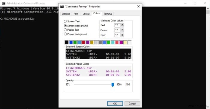 Cách thay đổi màu nền và màu nền trong Command Prompt 