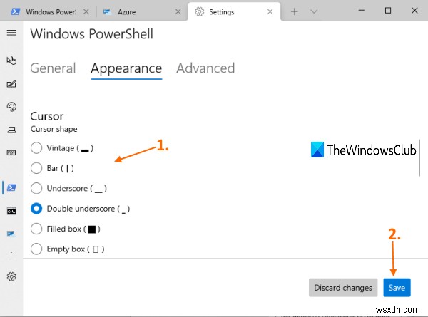 Cách thay đổi hình dạng con trỏ cho cấu hình Windows Terminal 