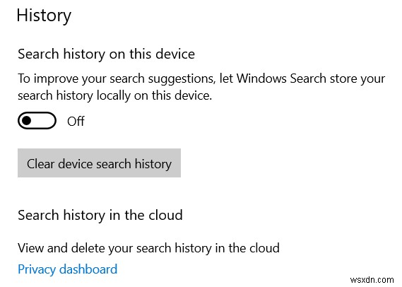 Cách xóa hoặc tắt Lịch sử hộp tìm kiếm trên thanh tác vụ trong Windows 10 