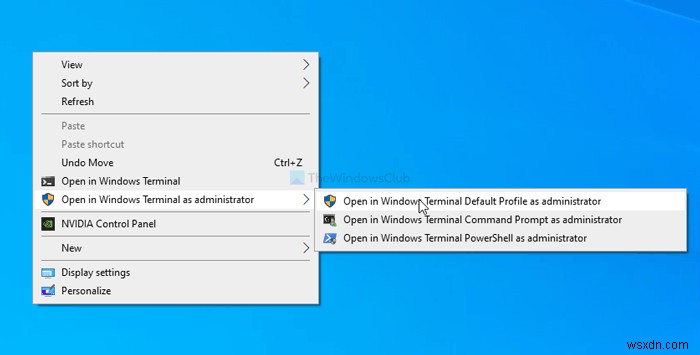 Cách thêm Mở Windows Terminal làm quản trị viên trong Trình đơn ngữ cảnh 