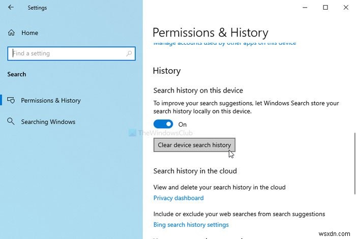 Cách xóa Lịch sử tìm kiếm và xóa Hoạt động gần đây trong Windows 11/10 